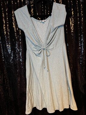 Short Sleeve Twist Front V-Neck Dress: "Women's Twist Front V Neck Dress Short